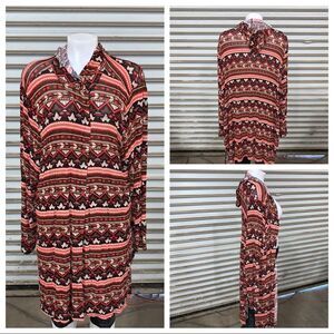 Raffi & Ro long cardigan geometric design w/ hood